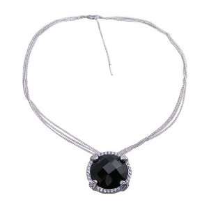  Black Cubic Zirconia Rhodium Plated Necklace Jewelry