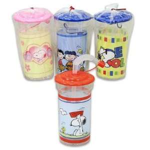  Snoopy Cup Set   Snoopy Drinking Cup with Straw Set Toys & Games