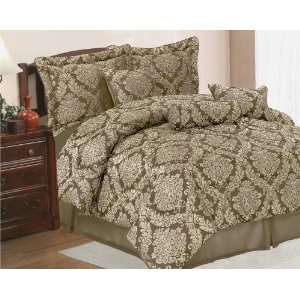 7Pcs King Ashland Sage Bed in a Bag Comforter Set:  Home 