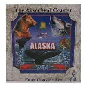   Absorbent Stone Coaster Box Set of 4 Alaska Montage