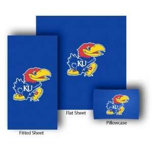   Jayhawks Fitted/Flat Bed Sheet and Pillow Case Set