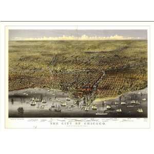 Historic Chicago, Illinois, c. 1874 (M) Panoramic Map Poster Print 