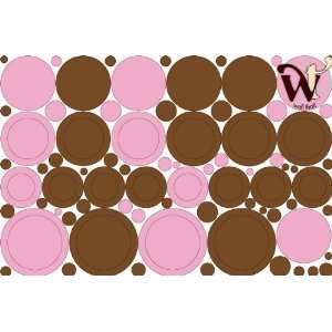  Dots and Circles Brown and Pink Wall Decor skin   95 Piece 