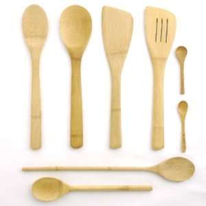  7 Piece Bamboo Cooking Utensil Set 4 Spoons, 2 Turners and 