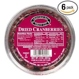 Traverse Bay Fruit Co. Dried Cranberries, 8 Ounce Containers (Pack of 