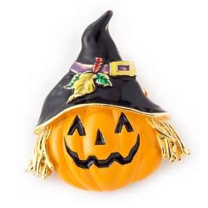   Halloween Jewelry Orange Pumpkin Scarecrow Brooch Pin Jewelry