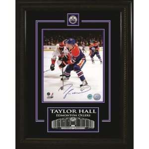  Taylor Hall Signed 8 x 10 Etched Mat Oilers Dark vert 