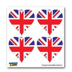  Great Britain UK British Flag Heart Union Jack   Set of 4 
