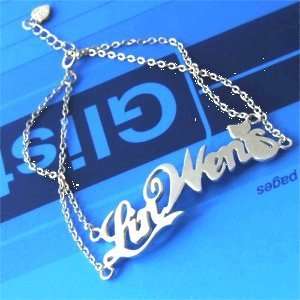   925 Silver Name Bracelet Anklet Double Chain 