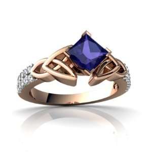 14k Rose Gold Square Created Sapphire Engagement Ring Size 