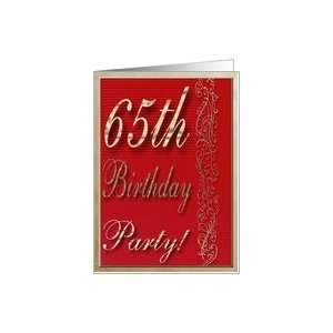 Invitation, 65th Bithday Party, Red and Gold Design Card : Toys 