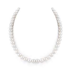  8 9mm White Freshwater Pearl Necklace, 17 Inch Princess 