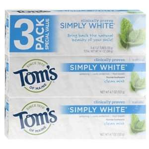  Toms of Maine Simply White Clean Mint Toothpaste   3 ct 