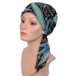 Turban Plus Pretied Chemo Fashion Head Scarf Turquoise Paisley