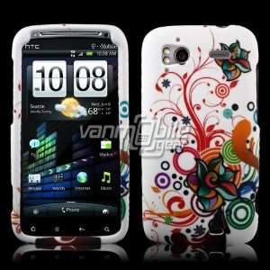 VMG White Colorful Groovy Floral Flower Design Hard 2 Pc Plastic Snap 