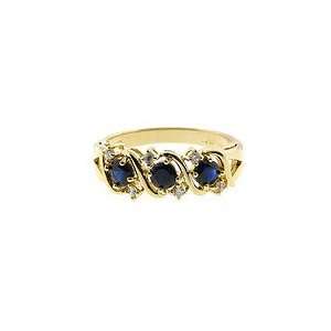   Silver Gold Plated Simulated Sapphire and Diamond Ring Size#9: Jewelry