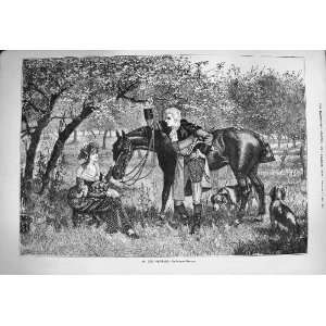  1884 Orchard Trees Fruit Man Lady Horse Romance Dogs