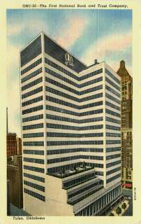 Tulsa Oklahoma OK 1950 First National Bank & Trust Company Vintage 