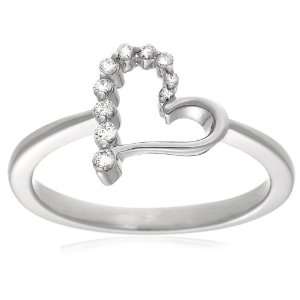   Diamond Heart Ring (1/8 cttw, G H Color, I1 Clarity), Size 9: Jewelry