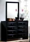 Black 8 Drawer Chest Vanity Dresser w/ Rectangular Framed Mirror