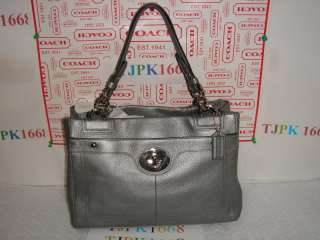   NWT COACH~Silver~Penelope Leather Carryall Purse16531+Checkbook Wallet