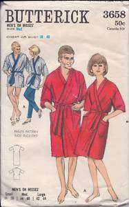 Butterick 3658 Mens or Misses Robe in 2 Lengths  