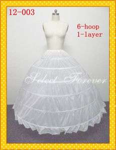 2012 6 Hoop 1 Layer Wedding Petticoat Crinoline Bridal Slip Skirt Prom 