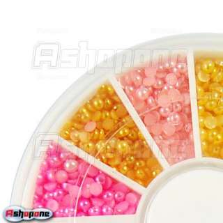 2000 2mm Half Baby Pearl Gems Nail Art Tips UV Acrylic Wheel  