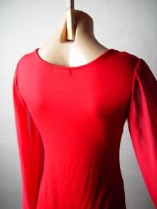 RED Flared Bell Sheer Chiffon Long Sleeve Elegant Evening Cocktail 