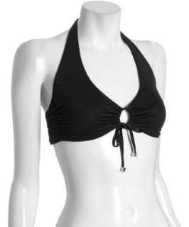 DKNY black tie front halter bikini top  