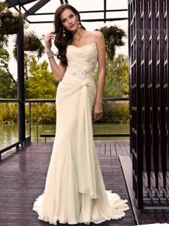 Ivory Spaghetti straps Chiffon Wedding Prom Dress Size:US2 28  