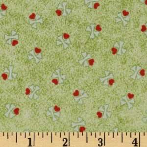  44 Wide True Companions Hearts & Bones Lime Fabric By 