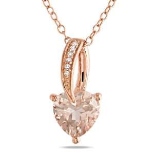   CT TGW Morganite 0.018 CT TDW Diamond Heart Pendant (H I, I3) Jewelry