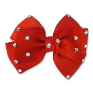  Red Studded Satin Grosgrain Bow Hair Clip: Home & Kitchen