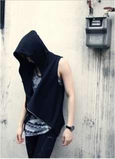 HOT Homme Decadent Style Gothic Slim Fit Hooded Vest W17  