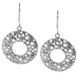   Sparkling Clear Brilliant Round Cut CZs Dangling Fish Hook Earrings