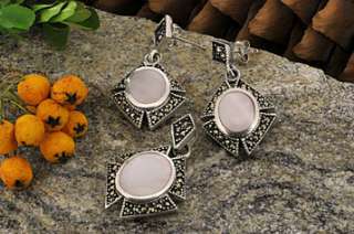 Sterling Silver Mother of Pearl & Marcasite Jewelry Set  
