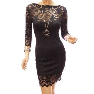 Vintage Style Sheer Lace Overlay Black Cocktail Dress 8/S 