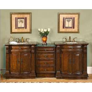   Double Sink Cabinet w/Drawer Bank, Brown Granite Top: Home & Kitchen