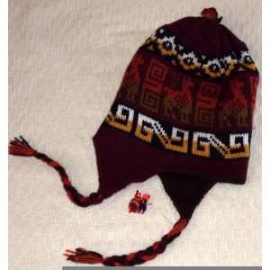  CHULLO CAP HAT REVERSIBLE BURGUNDI made in PERU mod 5364 