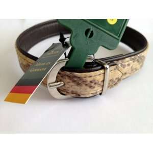 Hunter Luxury Premium Leather Dog Collar with Outer Reptile Print Size 