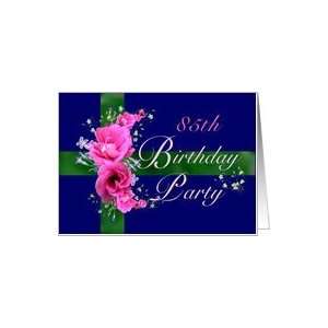  85th Birthday Party Invitations Pink Flower Bouquet Card 