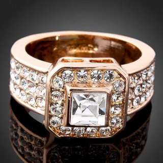 Swarovski Crystal Engagement Rose Gold GP finger Rings  