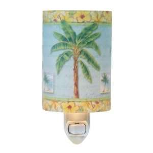   Glass Tropical Palm Tree Nautical Night Light