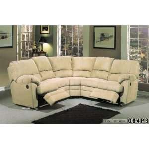   pc Beige premium soft microfiber sectional sofa with recliner ends