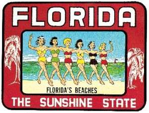 Florida Bathing Beauties Vintage 50s Style Travel Decal  