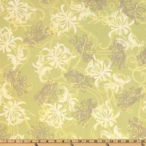  44 Wide Chic Blooms Vines Lime Fabric By The Yard: Arts 