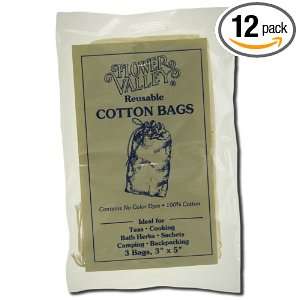  Reusable Cotton Bag 3 BAG 12 Packes   Flower Valley Health & Personal