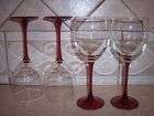 SET OF 4 ELEGANT RUBY RED WINE LIQUOR CRYSTAL TALL GLAS