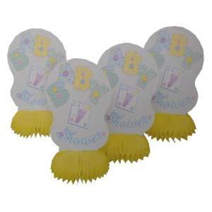  Lot of 8 Neutral Yellow Baby Shower Honeycomb Centerpiece 